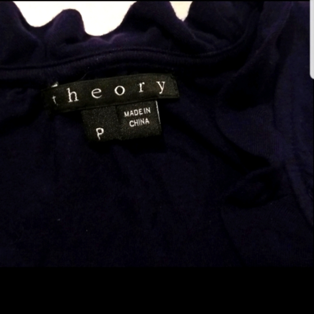 Theory Top Navy Ruffle Haltered Top - Picture 7 of 11